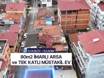 SAMSUN İLKADIM İLYASKÖY MAH 80m2 4.KAT İMARLI BİTİŞİK NİZAM YATIRILIK ARSA ( İÇERİSİNDE 1.KATLI BİNA VARDIR )